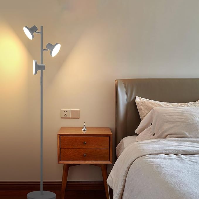 36W LED Tree Floor Lamp, Modern Dimmable Standing Lamp with Remote & Touch Control, 4 Color Temperatures, 3 Rotatable LED Light Floor Lamps for Living Room, Bedroom, Office