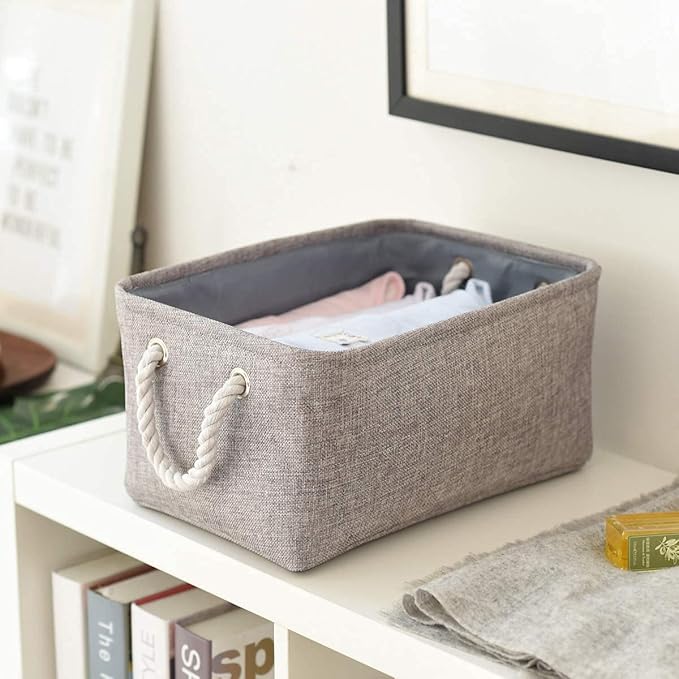 Storage Basket Fabric Sturdy Canvas Storage Bins Organizer with Handles for Clothes and Storage Foldable Storage Boxes Cubes