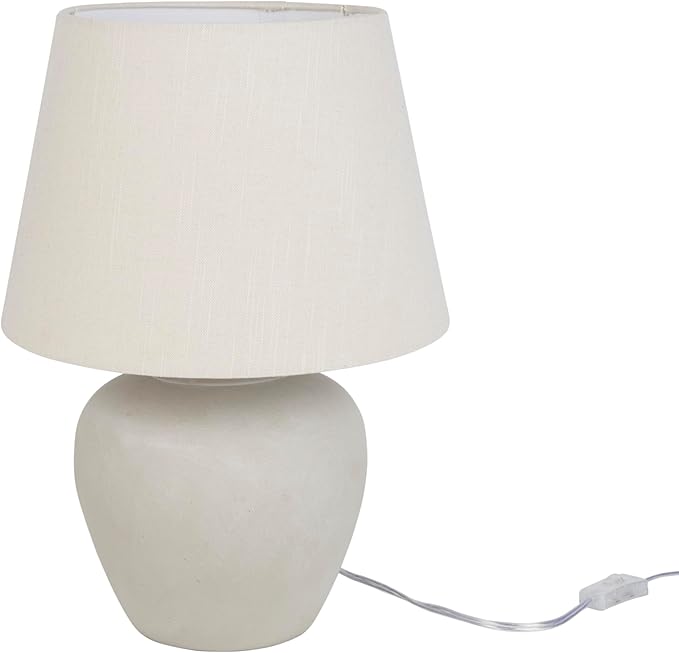 Nourison Home 20" Sand (Light Beige) Ceramic Pot Table Lamp for Bedroom, Living Room, Console, Entryway
