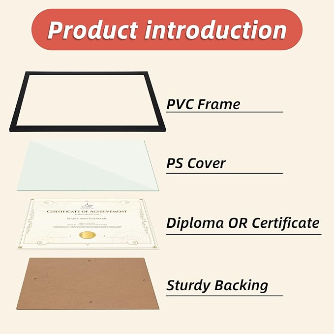 Rempry 8.5 x 11 Picture Frame Set of 14, Certificate Frames 8.5 by 11, Black Photo Frame for Diploma Document, Tabletop and Wall Display