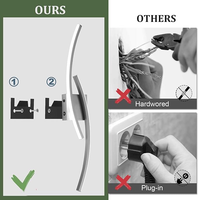 Battery Operated Wall Sconce Set of 2,Brushed Nickel Wall Sconces with Remote Control,3000K-6000K Modern LED Wireless Wall Light for Living Room, Hallway, Bedroom, 39.3 Inch (2 Pack)