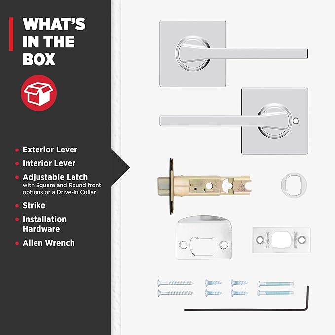 Kwikset Casey Interior Passage Door Handle, Lever For Closet and Hallway Doors, Reversible Non-Locking Handle Lever, Polished Chrome