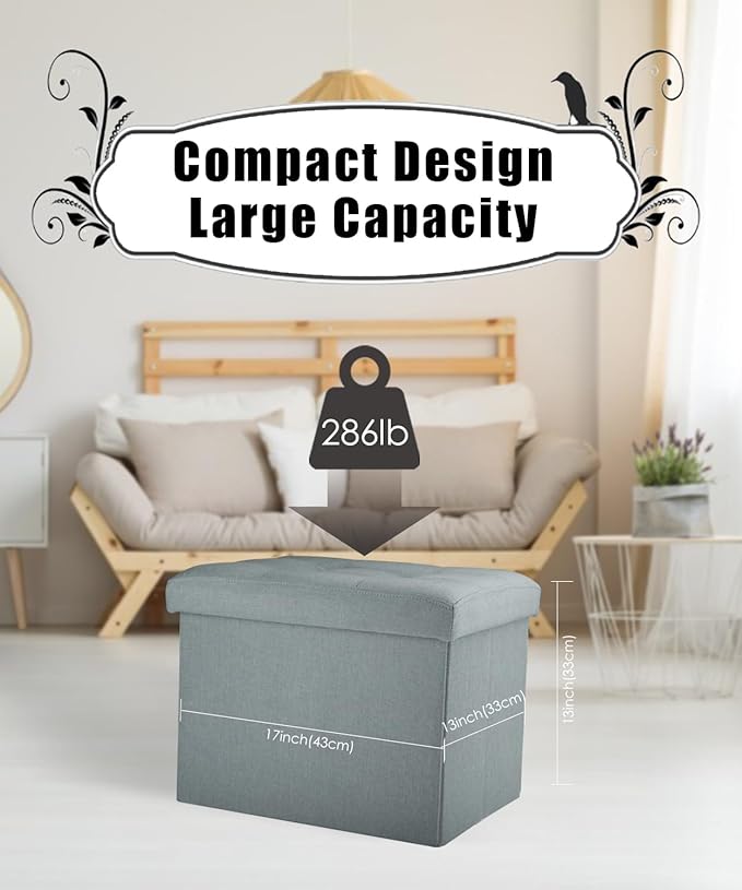 Ottoman Storage Ottoman Foot Rest Stool Foldable Bench with Storage Student Dormitory Bedroom and Entryway 17 X 13 X 13