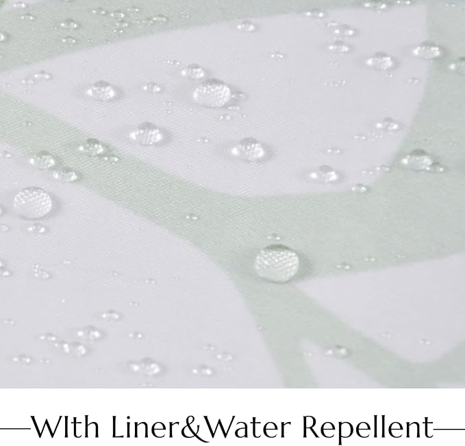 No Hook Shower Curtain with Snap in Liner, Sage Green Eucalyptus Leaf Heavy Duty See Through Window Waterproof Machine Washable Bathroom Curtain 71" W x 74" L (Pack of 1)