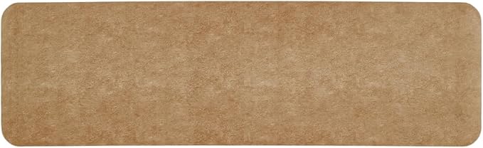 Bathroom Mat Quick Dry, Bathroom Rugs Non Slip Washable Thin Absorbent Bath Mat Fits Under Door Bathroom Floor Mat Perfect for Bath, Shower, or Sink 17"x59" Camel