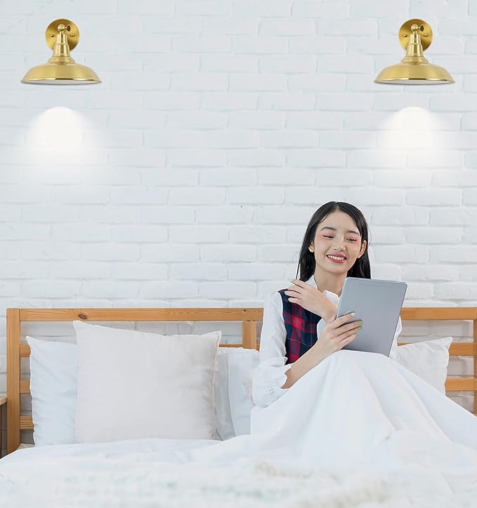 Gold Vintage Battery Powered Wall Sconce Decor Set of 2, Wireless Vintage Wall Sconce with Remote Control, Dimmable LED Wall Light for Bedroom, Hallway, Farmhouse Indoor Wall Sconce