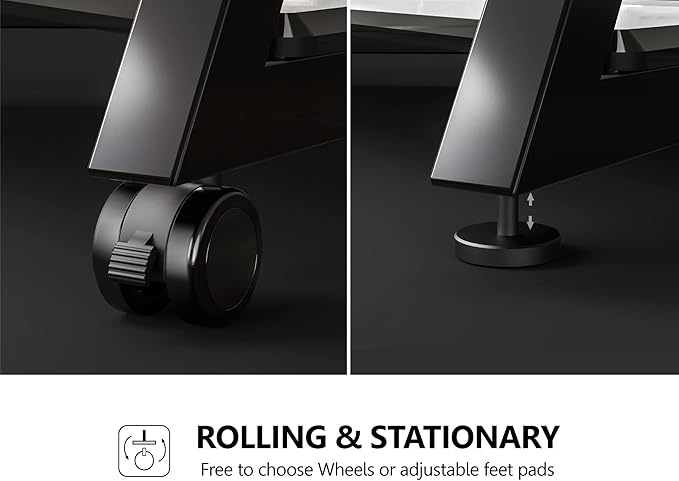 FITUEYES Design Corner TV Stand for 32 43 50 55 65 Inch TVs, Small Spaces Floor TV Stand Rolling TV Cart for LCD/LED Flat Curved Screens, Modern Living Room Television Stands, Eiffel Series, Black