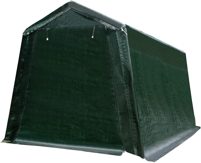 Tangkula 10x10 Ft Outdoor Storage Shelter, Patio Storage Tent, Enclosed Carport Shed w/All-Steel Metal Frame and Waterproof Ripstop Cover, Outdoor Garage Tent with Sidewalls