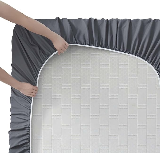 Clara Clark Bed Sheets, Premier 1800 Series 4 Piece Bed Sheet Set, Deep Pocket, Wrinkle, Fade, Stain Resistant, Luxury Soft Bedding Sheets & Pillowcases, Twin, Charcoal Gray