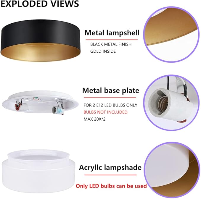 Modern Flush Mount Ceiling Light,Minimalist Close to Ceiling Lighting Fixture,White and Gold Flush Mount Light Fixture for Bedroom,Entry, Hallway,Balcony, Bathroom (12.5'')