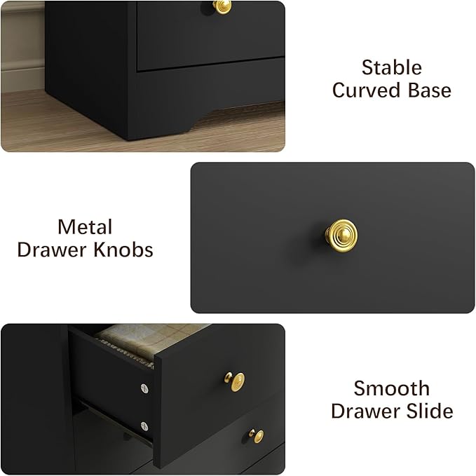 LYNSOM Modern 9 Drawer Dresser, 55.1" Wide Dressers & Chests of Drawers with Large Capacity Storage, Mid Century Black Dresser for Bedroom, Hallway, Black