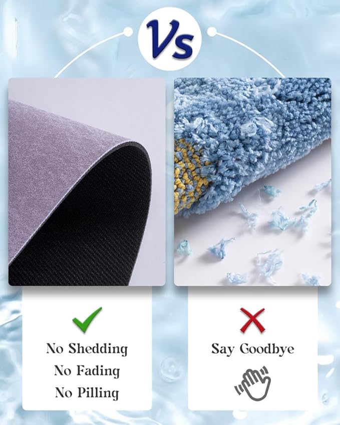 MontVoo -Bath Mat Rug-Rubber Backing Non Slip Quick Dry Absorbent Thin Bathroom Rugs Fit Under Door-Faux Suede Surface Bathroom Floor Mats-Shower Rug for in Front of Bathtub Shower Lavender 17"x59"