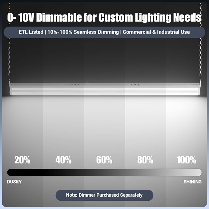 LED Linear Shop Lights 300W, 45000LM Led High Bay Lights 5000K Daylight 120-277V,Led Garage Light for Shop Workshop Store Commercial Supermarket Warehouse Basement Exhibition Room ETL-2Pack