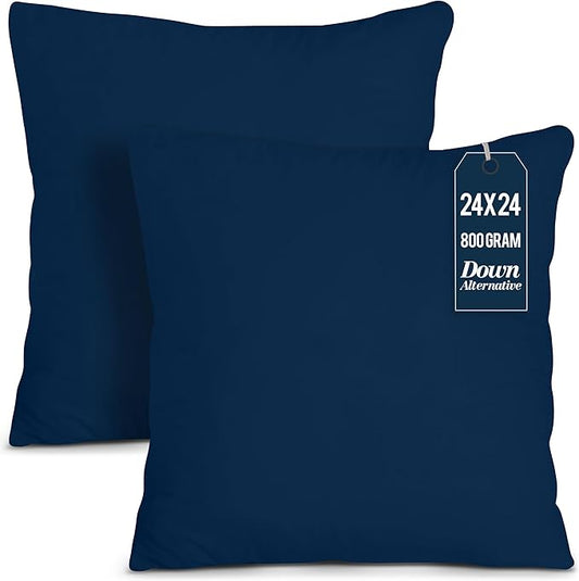Utopia Bedding Throw Pillows Insert (Pack of 2, Navy) - 24 x 24 Inches Bed and Couch Pillows - Indoor Decorative Pillow