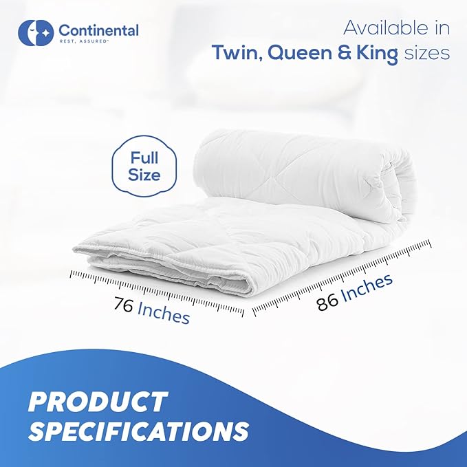 Serenity 700 Fill Power White Goose Down European Comforter - Fluffy, Lightweight Blanket Bedding - Made in The USA - Full Size 76 x 86 Inches(Summer Weight, Full)