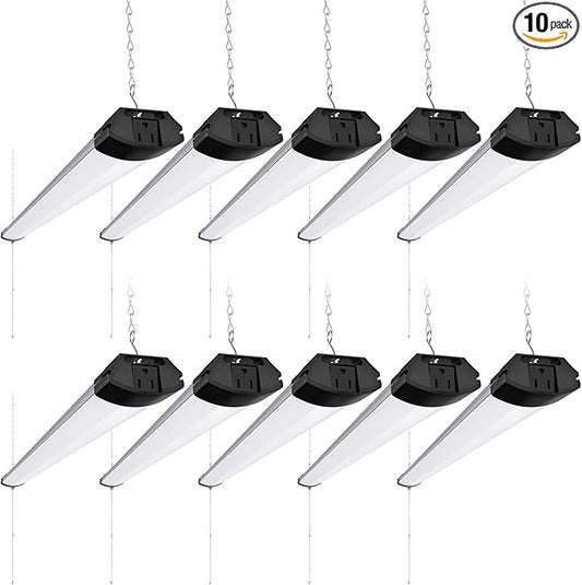 Barrina BS84 LED Shop Lights for Workshop 4FT, 84W, 10000LM, 6500K Utility Shop Lights, Pull Chain ON/Off, Hanging or Flush Mount, ETL, 10 Packs