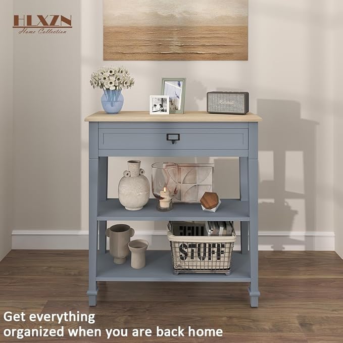 30 Inch Console Table for Entryway, Narrow Entry Table for Living Room Entryway Home w/Drawer and Bottom Shelf, Grey