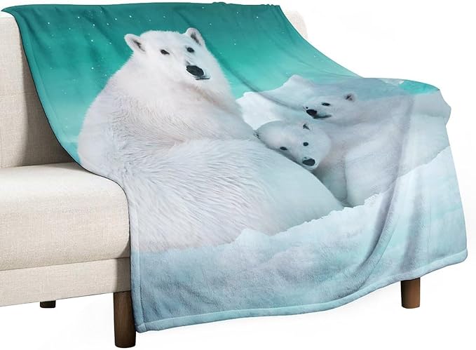 Polar Bear Blanket Polar Bear Gifts for Girls Women Polar Bear Throw Blanket for Kids Adults Soft Warm Cozy Fleece Blanket for Couch Sofa Bed 60"x80"