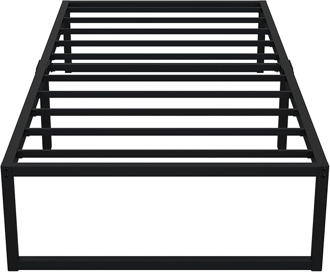 EMODA 16 Inch Narrow Twin Bed Frame 30x75, Heavy Duty Metal Platform No Box Spring Needed, Easy Assembly Noise Free, Black