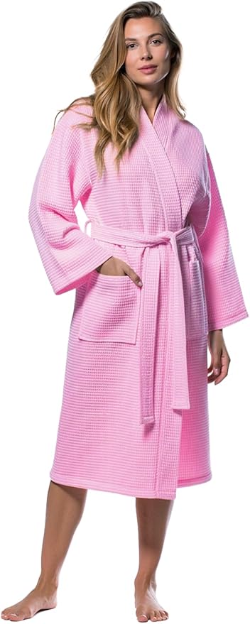 Turquaz Lightweight Full-Length Robes For Women Waffle Kimono Bathrobe - Soft, Fast-Drying, Long-Lasting Cotton Blend Unisex