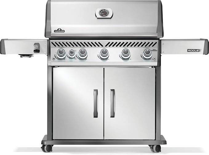 Napoleon Rogue PRO 625 Propane Gas Grill with Infrared Side Burner, Stainless Steel, Durable 6-Burner Gas BBQ
