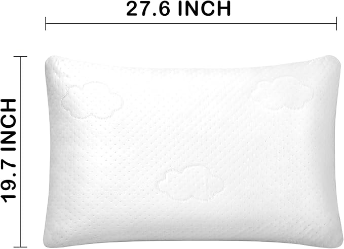 Cooling Side and Back Pillow - Comfort for Neck and Shoulder Pain - Crush Memory Foam Cooling Pillow, Adjustable Soft Bed Pillow,Rectangular White-Cooling++, Queen+Extra Fill Pack of 1