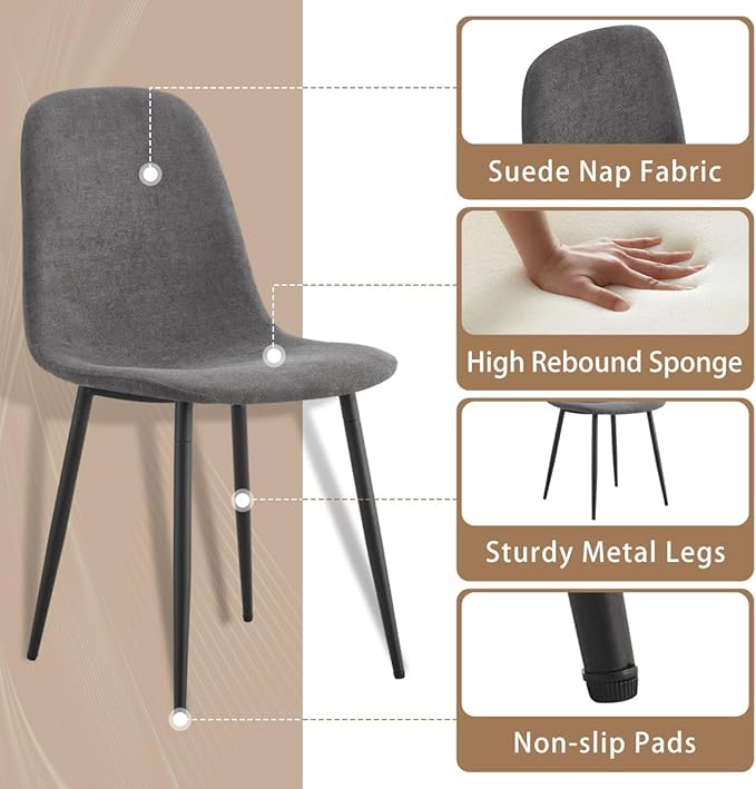 Dining Table Set for 4, Dining Room Table Set for 4, Sintered Stone Kitchen Table Top and Modern Chairs Set of 4 for Kitchen Dining Living Room