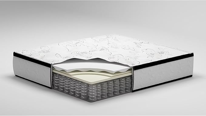 Signature Design by Ashley Full Size Chime 12 Inch Medium Firm Hybrid Mattresswith Cooling Gel Memory Foam for Pressure Relief, Fiberglass Free, Mattress In A Box