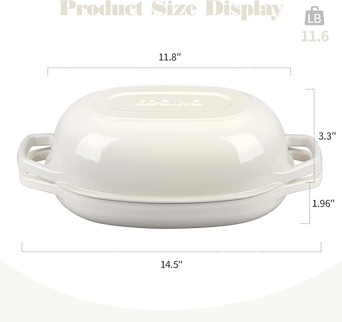 Enameled Cast Iron Dutch Oven Pot with Lid, Oval Dutch Oven for Bread Baking, Bread Oven for Homemade Sourdough Bread Baking, 5qt, White