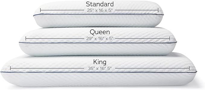 WEEKENDER Gel Queen Size-1-Pack-Medium Plush Feel-Neck and Shoulder Support-Side, Stomach, and Back Sleepers-Home, Hotel, & Hospital Essentials-CertiPur Certified Memory Foam Pillow, Blue