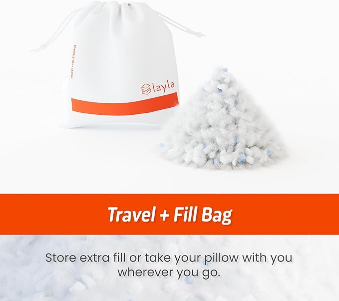 Layla Sleep Layla Adjustable Fill Kapok Pillow, Luxurious Cooling Pillow, King, Supportive for Head and Neck, Fully Adjustable, Natural Material That is Light and Airy Kapok Pillows 2 Pack