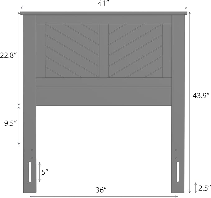 Serene Poplar Wood Twin Headboard, Modern Farmhouse Panel with Chevron Scoring, Twin Size Headboard in Black, Casual Coastal Style, Easy Assembly, Quality Materials