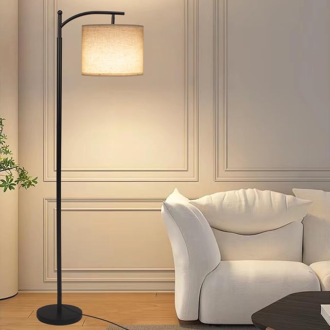 Arc Floor Lamp,Modern Floor Lamp,62'' Standing Lamp with Foot Switch,Tall Floor Lamps for Living Room,Bedroom,Office,360° Adjustable Light Shade,(Black)