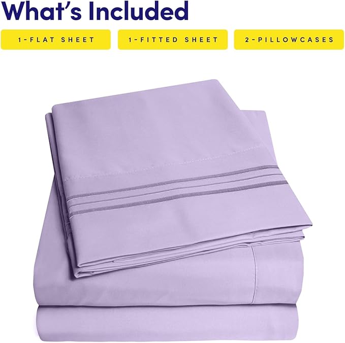 1500 Supreme Collection King Sheet Sets Lavender - Luxury Hotel Bed Sheets and Pillowcase Set for King Mattress - Extra Soft, Elastic Corner Straps, Deep Pocket Sheets, King Lavender