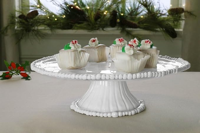 Beatriz Ball Pedestal Cake Plate, White