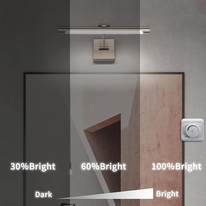 Joosenhouse LED Picture Lights Hardwired Dimmable 16.53" Inch Artwork Display Lamp with Swing Arm 7W(45W Eqv.), Hardwired Connection, 3000K Warm White, Brushed Nickel