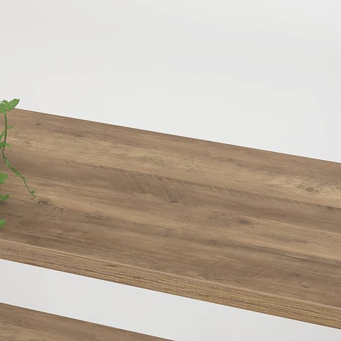 HSH Industrial 4 Tier Bookshelf, Modern Metal and Wood 4 Shelf Bookcase Etagere, Farmhouse Open Wide Display Storage Bookshelves and Bookcases Heavy Duty for Bedroom Living Room Office, Rustic Oak