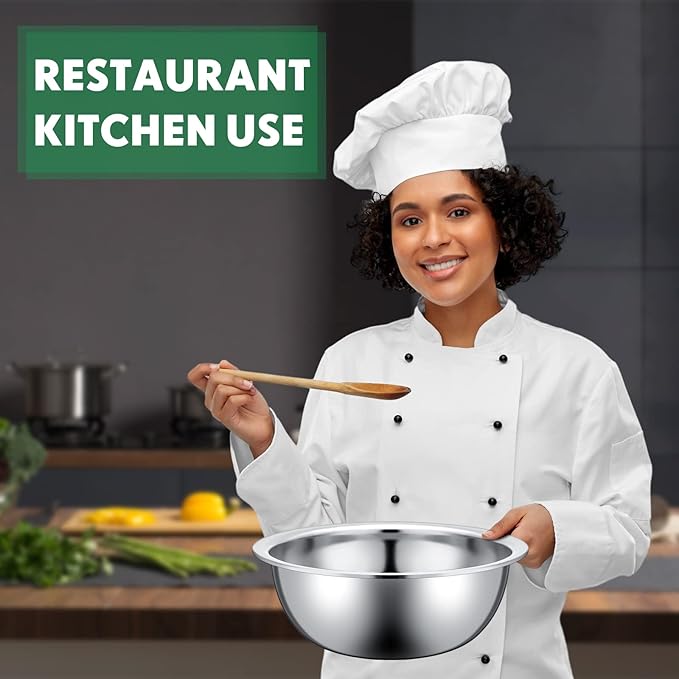 Pinkunn Set of 12 Stainless Steel Mixing Bowls, Nesting Metal Prep Salad Bowl Bulk Kitchen Large Reusable Baking Food Container for Hotel Restaurant Home Cooking, Silver(11.8 x 3.74 Inch)