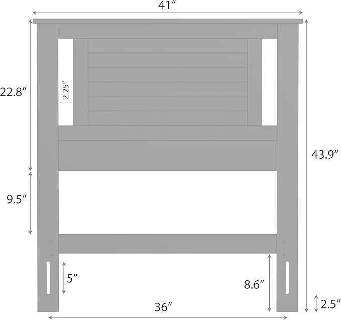 Serene Poplar Wood Twin Headboard, Modern Farmhouse Panel with Horizontal Scoring, Twin Size Headboard in Black, Casual Coastal Style, Easy Assembly, Quality Materials