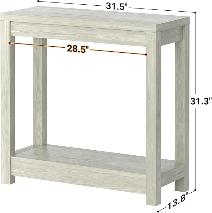 Small Farmhouse Wood Entryway Table Narrow Console Table with Storage Behind Couch Sofa Table with Shelves Entry Way Table with Open Storage, Easy Assembly, 32" Classical Washed Oak