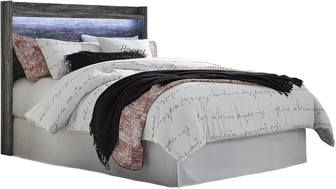 Signature Design by Ashley Baystorm Rustic Coastal LED Panel Headboard ONLY, Queen, Smoky Gray