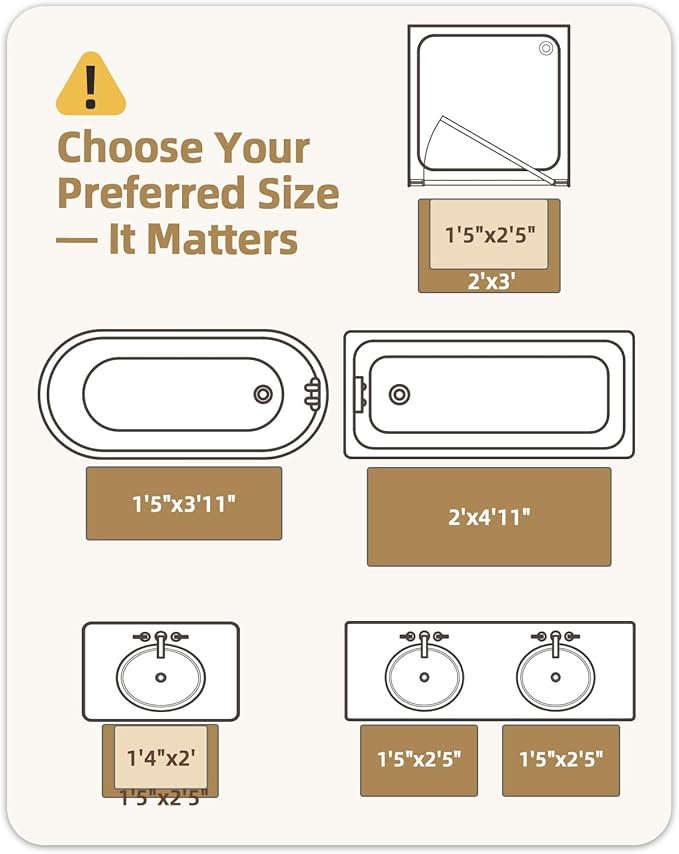 Color&Geometry Ultra Soft Chenille Bathroom Rugs Non Slip Rubber Backing, Machine Washable, Super Absorbent Floor Mat for Bathroom, Bathtub & Shower, Quick Dry Beige Bath Mat, Standard Sized,17"x29.5"