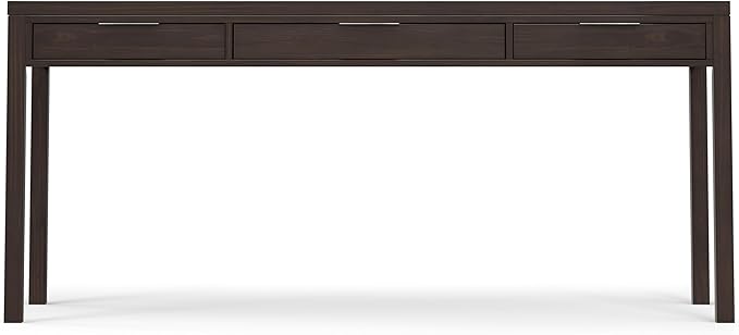 SIMPLIHOME Hollander Desk - 72-Inch Wide Solid Wood Writing Desk in Warm Walnut Brown, Contemporary Modern Home Office Computer Table for Study with 2 Drawers and Flip-Down Keyboard Tray