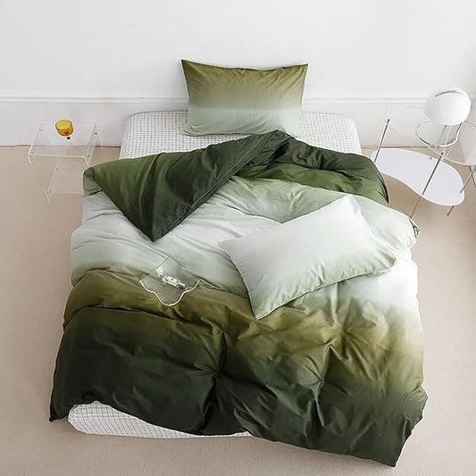Luxlovery Dark Green Comforter Set Full Size Bedding Set Army Green Modern Bedding Set Soft Breathable Blanket Quilts 3 Piece Full Comforter Set
