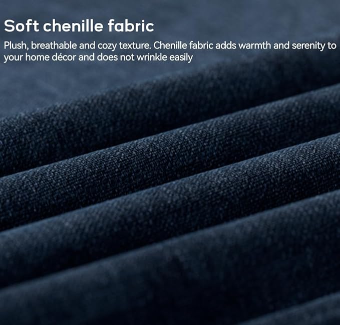 VKNOW Mid-Century Accent Chair, Modern Upholstered Chenille Armchair for Living Room,Comfy Reading Accent Chairs with Wood Legs for Bedroom, Navy Blue