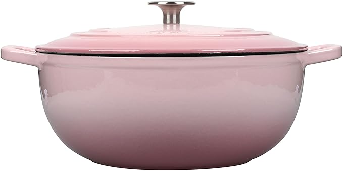 Enameled Cast Iron Dutch Oven Pot with Lid for Sourdough Bread Baking, Bread Dutch Ovens, Cooking Pots, 5 Quart, Pink