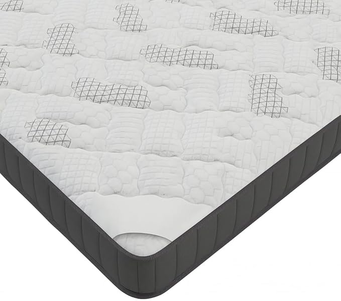 Ottomanson Twin 7.5" Hybrid Mattress - Rock Hard Feel - Made in USA - Foam Encased Bonnell Springs - Fiberglass-Free - Bed in a Box