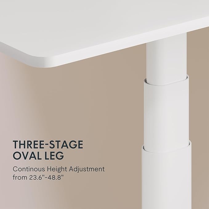 FLEXISPOT E6 Pro Oval Leg Dual Motor 3 Stages Standing Desk 48x30 Inch Whole-Piece Board Electric Height Adjustable Electric Sit Stand Up Desk 150KG Load Capacity (White Frame + White Desktop)