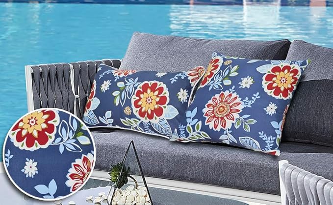 Outdoor Throw Pillows - Decorative Pillows with Insert Included Set of 2 Outdoor Pillows for Patio Furniture 18x18 Inch