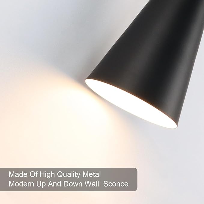 Wall Sconce Bathroom Sconces Wall Lighting, 13 inch Black Modern Sconces Up Down Lights Wall Decor Indoor Wall Light Fixtures for Living Room Hallway Staircase Bedroom Hardwired